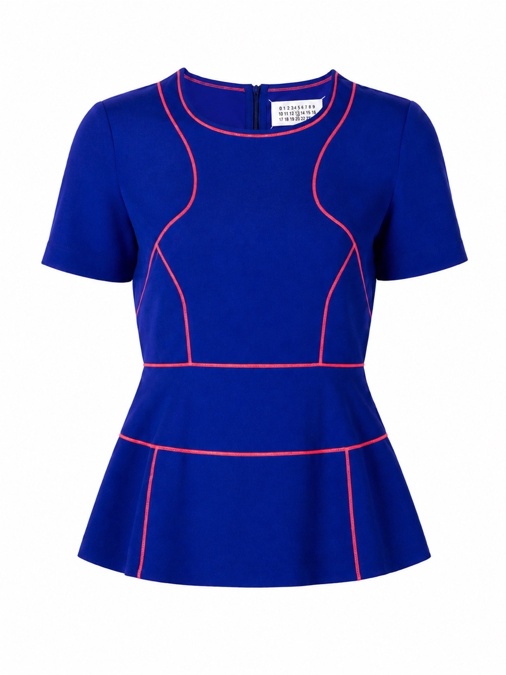 Maison Martin Margiela Silk Cobalt Blue Top with Coral Stitching